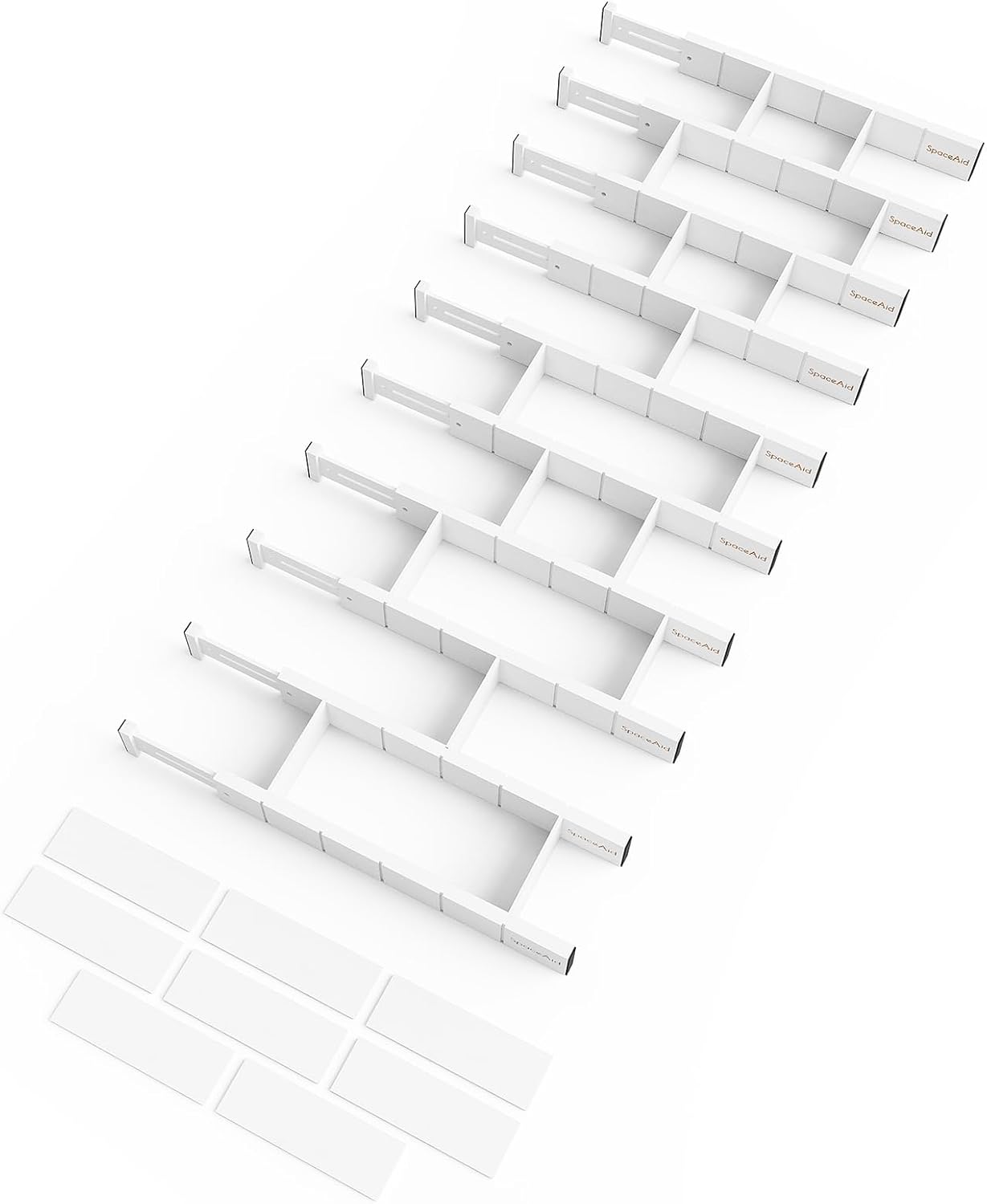 SpaceAid Bamboo Drawer Dividers with Inserts and Labels, Kitchen Adjustable Drawer Organizers, Expandable Organization for Home, Office, Dressers, 7 Dividers with 15 Inserts (17"-22" Natural)