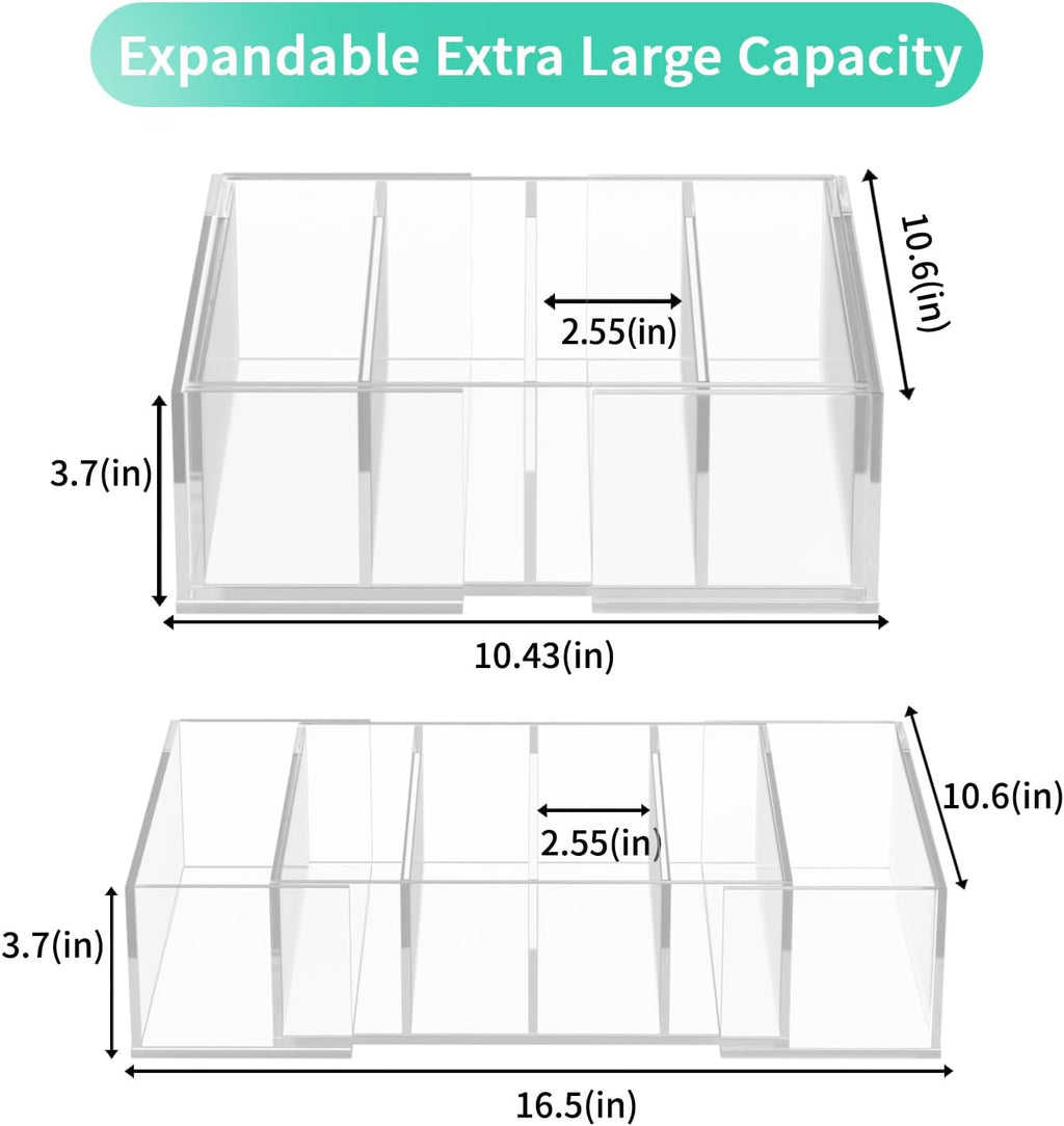 Expandable Lid Storage Organizer: Kitchen Food Container Lids Organizer for Cabinet - Acrylic Extra Large 10-18" Food Storage Container Holder for Cabinets Cupboards Pantry Drawer