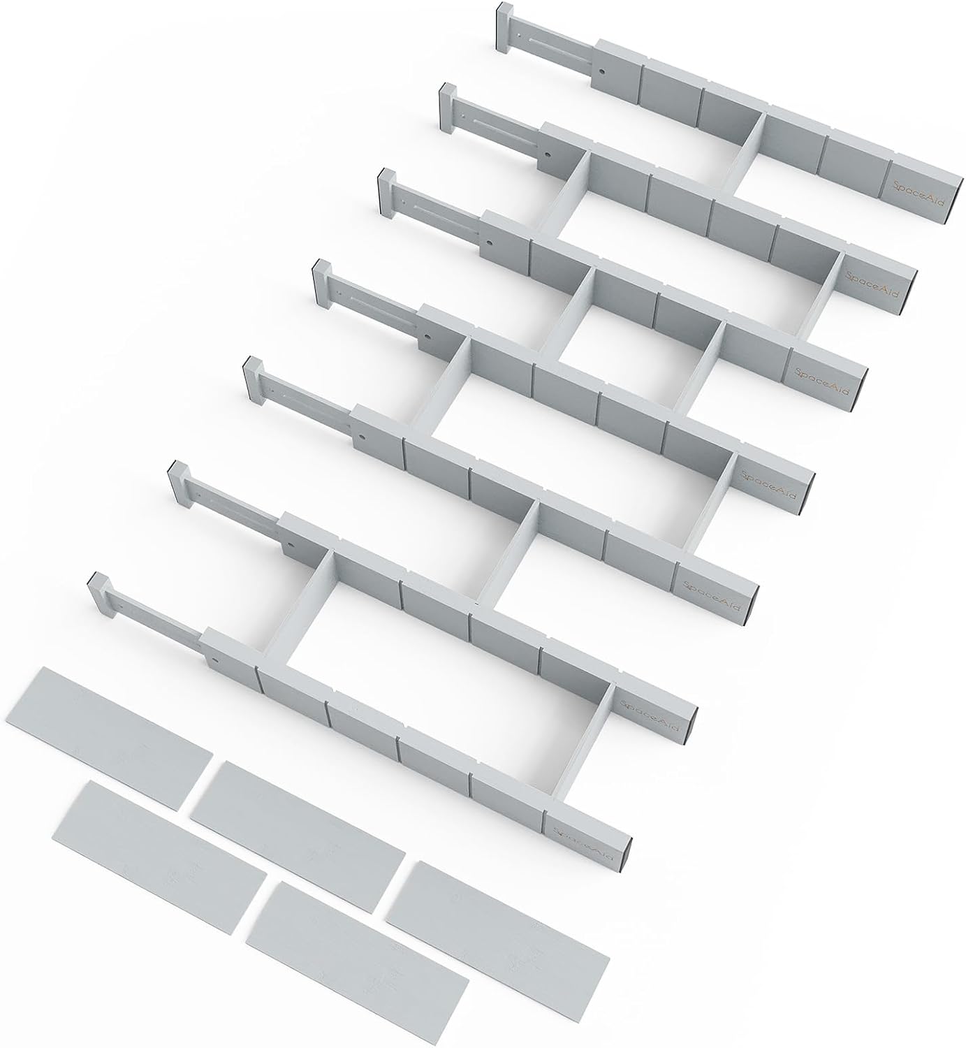 SpaceAid Bamboo Drawer Dividers with Inserts and Labels, Kitchen Adjustable Drawer Organizers, Expandable Organization for Home, Office, Dressers, 7 Dividers with 15 Inserts (17"-22" Natural)