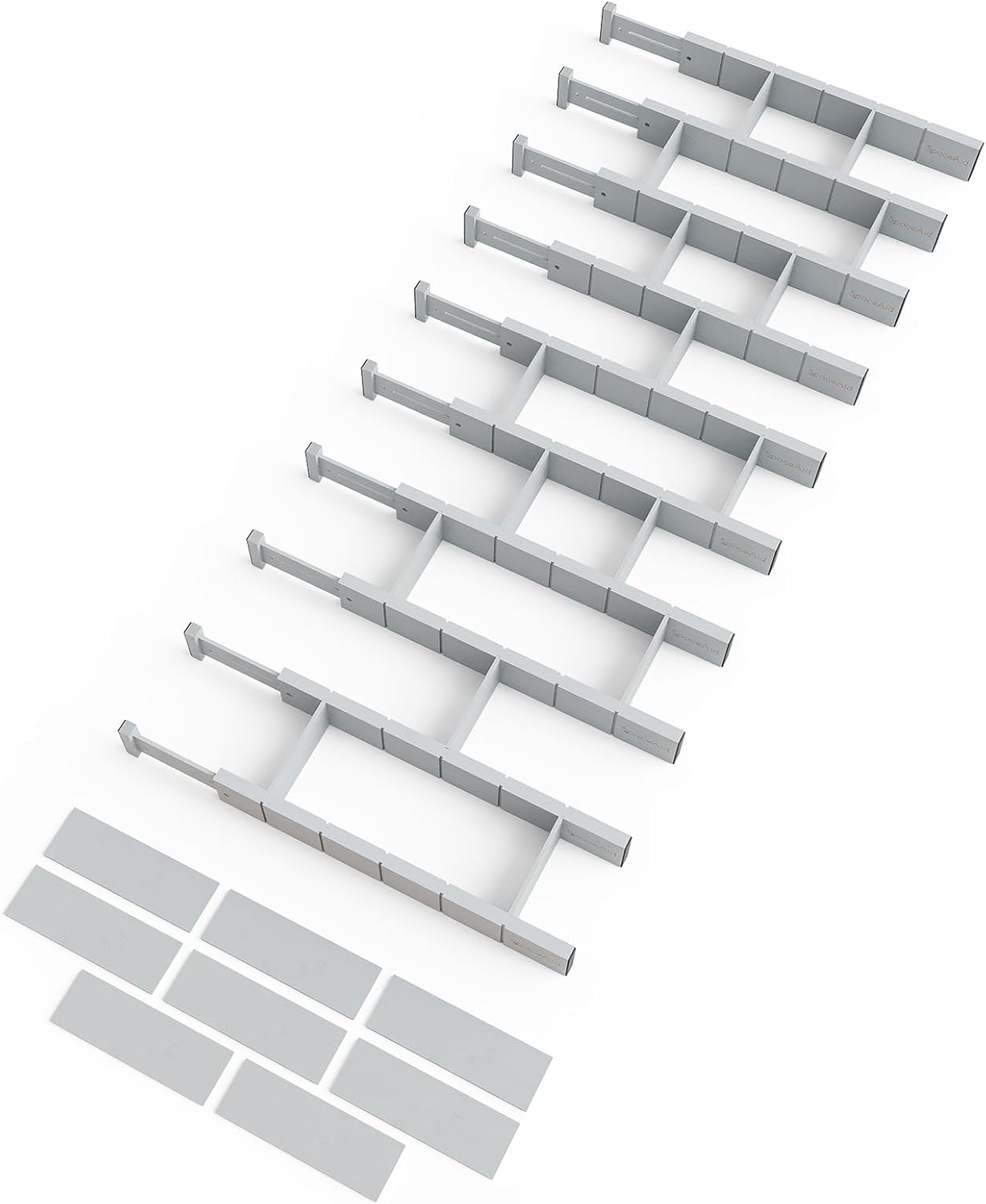 SpaceAid Bamboo Drawer Dividers with Inserts and Labels, Kitchen Adjustable Drawer Organizers, Expandable Organization for Home, Office, Dressers, 7 Dividers with 15 Inserts (17"-22" Natural)