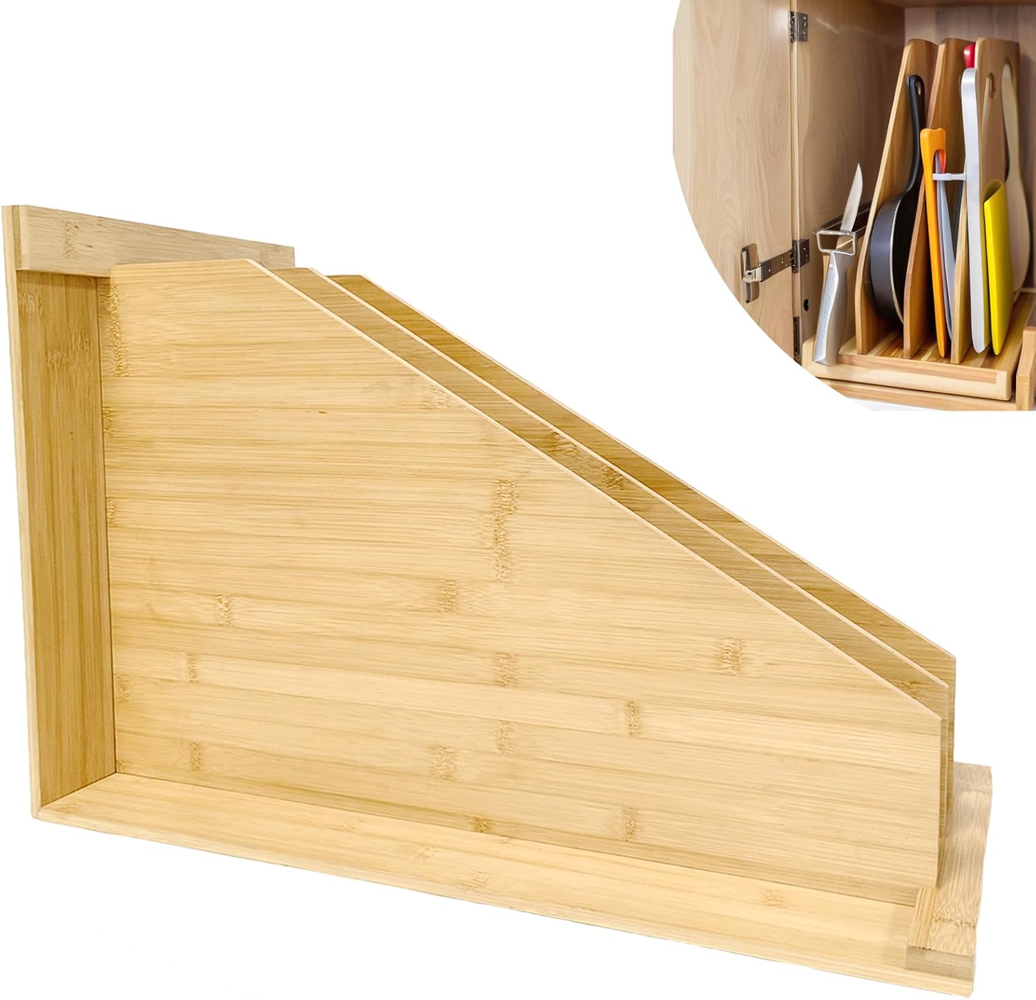 Wooden Cabinet Tray Dividers 4 Tier, 15.5" H x12" W x22.5" D, Cabinet Tray Dividers, For Cookie Sheets, Baking trays, Racks Lids, Pans, Flat Items, Perfect for Organizing Cabinets, 5 Years Warranty