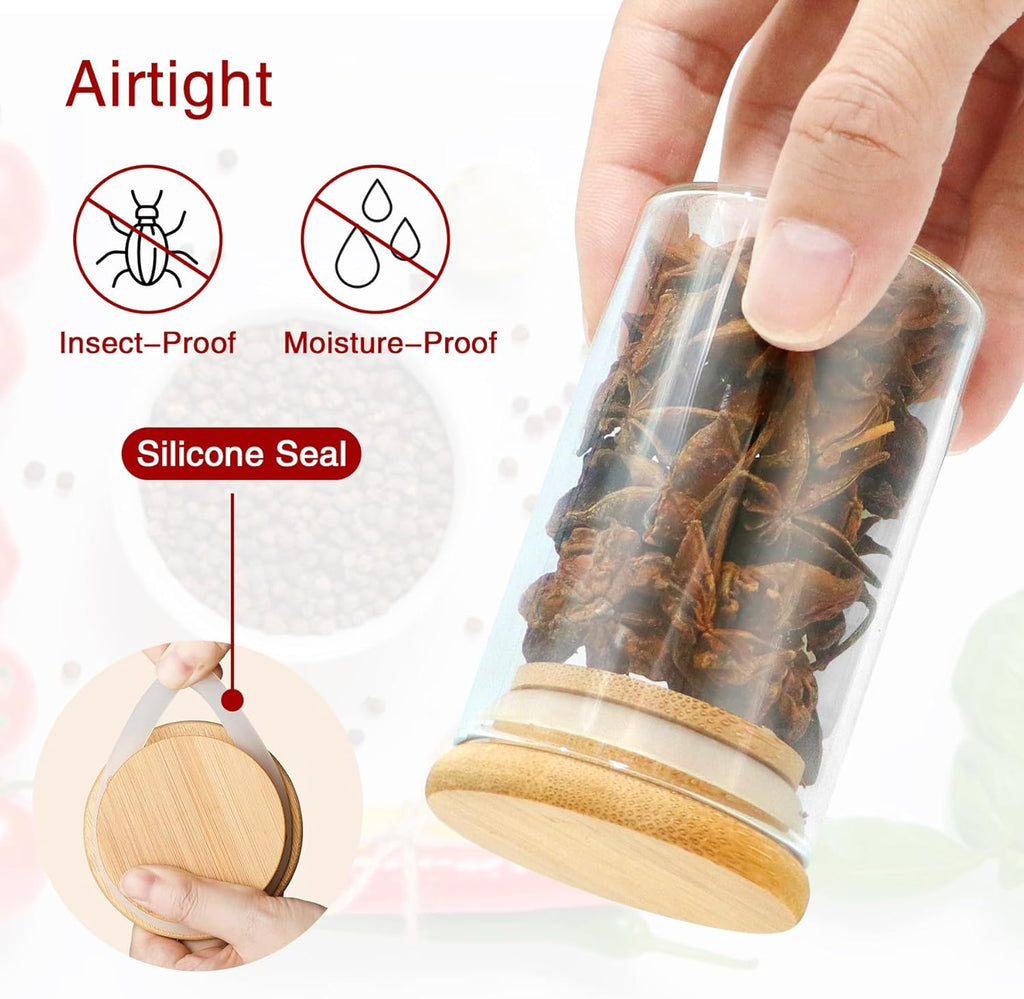 Spice Jars with Labels, 35 Pcs 4 oz Glass Spice Jars with Bamboo Lids, Minimalist Stackable Airtight Spice Containers with 426 labels for Home Kitchen, Pantry, Spice Cabinet, Drawer, Rack