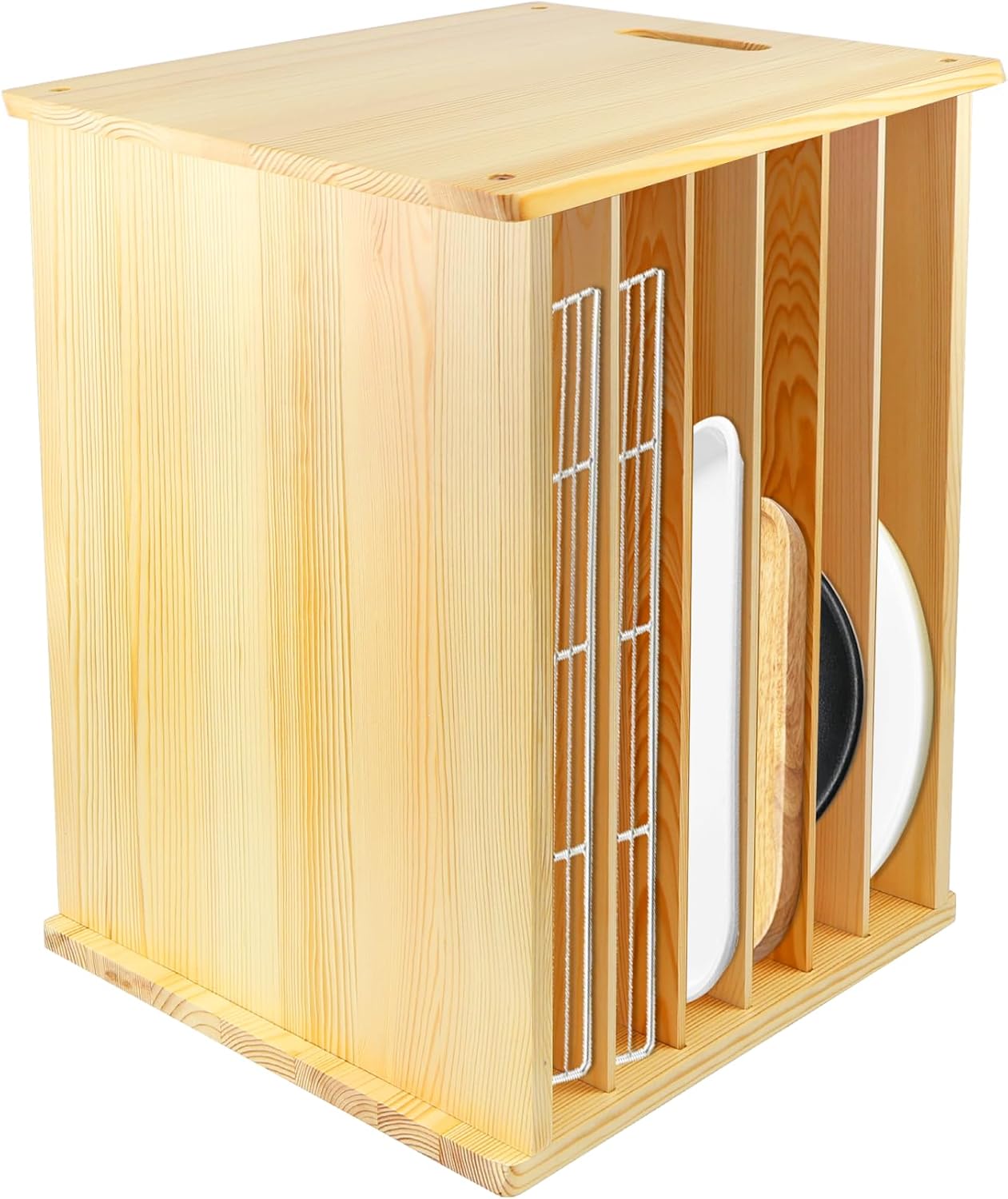 Wooden Cabinet Tray Dividers 4 Tier, 15.5" H x12" W x22.5" D, Cabinet Tray Dividers, For Cookie Sheets, Baking trays, Racks Lids, Pans, Flat Items, Perfect for Organizing Cabinets, 5 Years Warranty