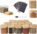 24Pcs 4oz Spice Jars with 275 Labels, Small Seasoning Glass Container Empty Organizer with Bamboo Lid Set for Pepper, Salt, Sugar