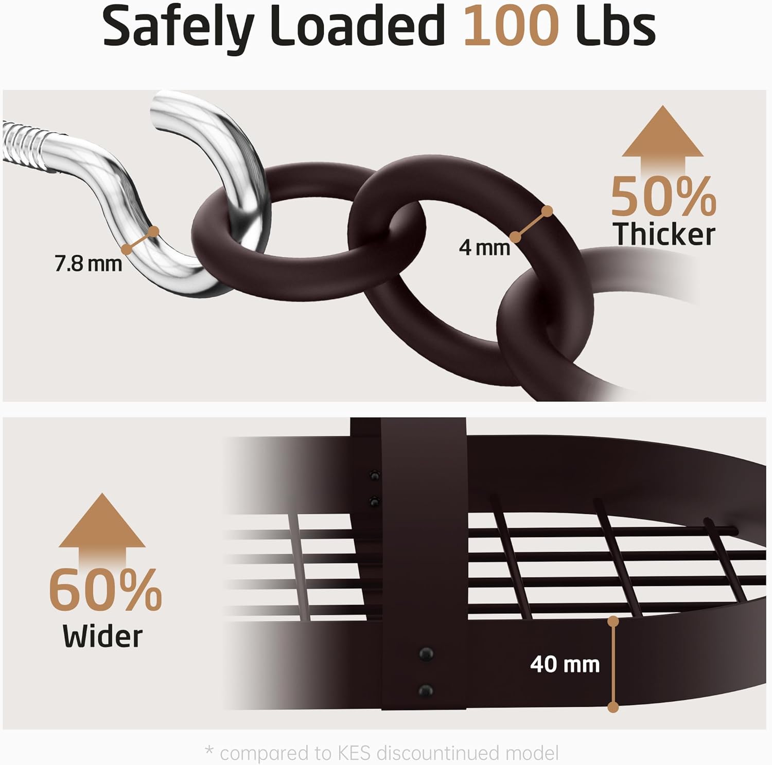 KES 34 Inch Oiled Bronze Hanging Pot Rack, Heavy Duty Oval Pot and Pan Hanging Rack Ceiling Mount, Pot Pan Hangers for Kitchen with 20 Hooks, (For 16" and 24" Joist Mount), KUR221S85-OB