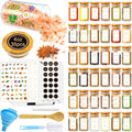 Spice Jars with Labels, 30Pcs 6oz Glass Spice Jars with Bamboo Lids, Minimalist Stackable Airtight Spice Containers with 426 labels for Kitchen Seasoning, Tea, Herbs, Coffee, Sugar,Shells