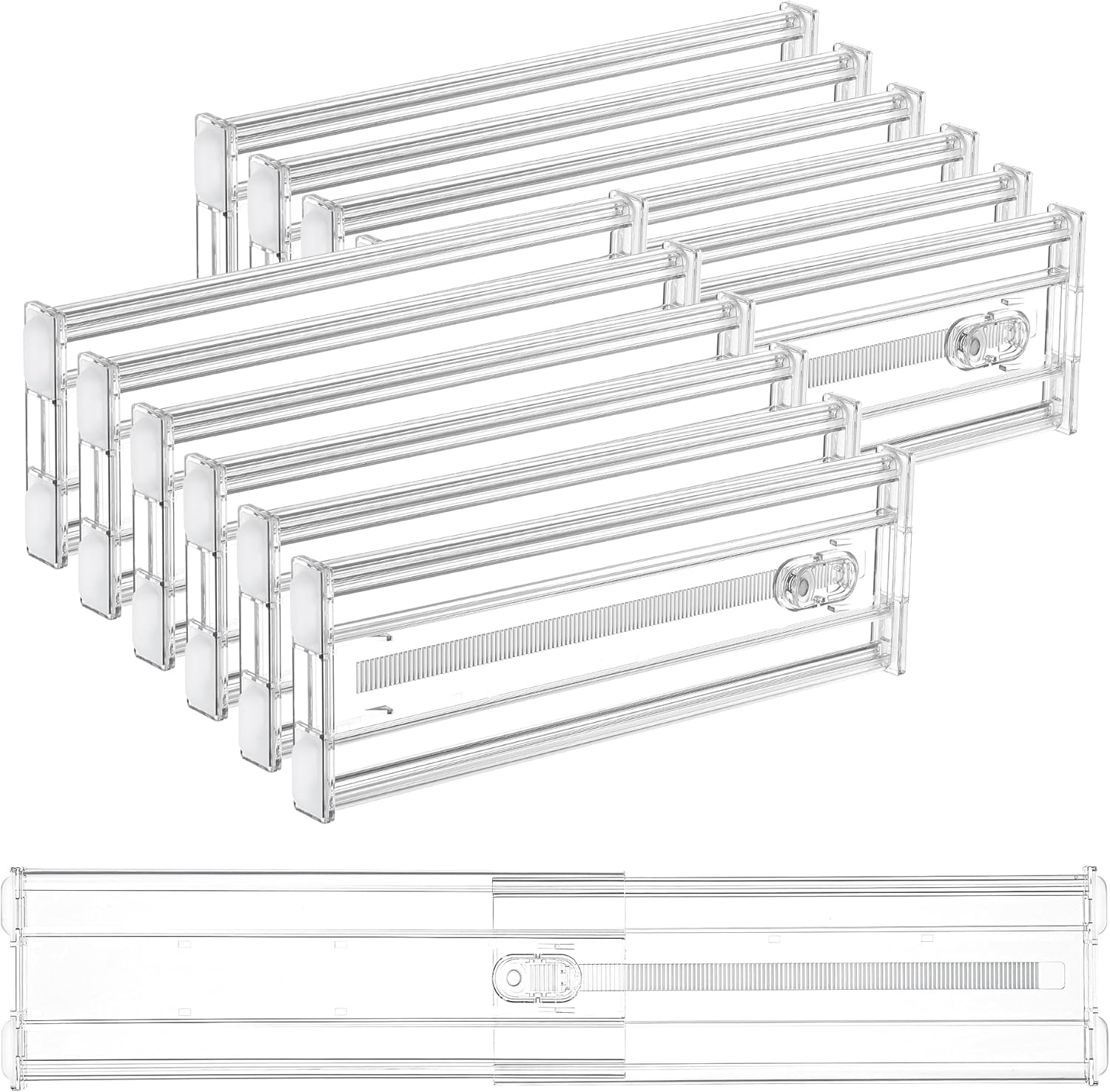 Vtopmart 10 Pack 6" Tall Upgrade Drawer Dividers for Big and Deep Drawer, 12.8"-22.3" Adjustable Expandable Dresser Drawer Organizer, Clear Plastic Separators for Dresser, Baby Supplies, Kitchenware