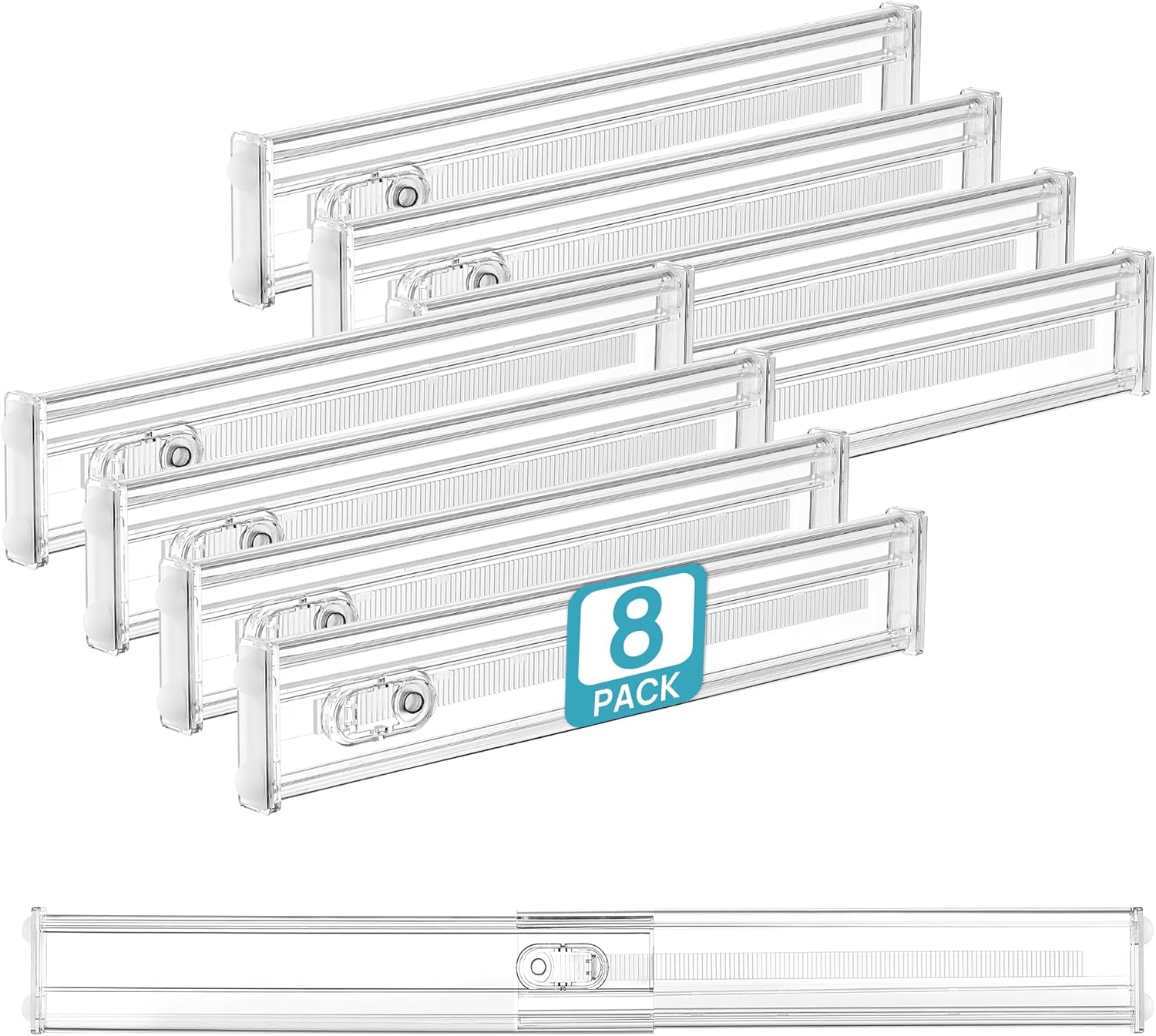 Vtopmart 10 Pack 6" Tall Upgrade Drawer Dividers for Big and Deep Drawer, 12.8"-22.3" Adjustable Expandable Dresser Drawer Organizer, Clear Plastic Separators for Dresser, Baby Supplies, Kitchenware
