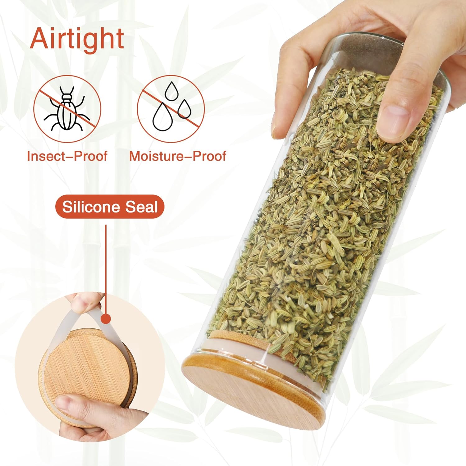 16 oz 20 pcs Glass Jars with Bamboo Lids, Stackable Clear Food Storage Jars, Airtight Kichen Glass Pantry Storage Containers with Lids for Rice, Candy, Sugar, Flour, Nuts, Cookie, Spice