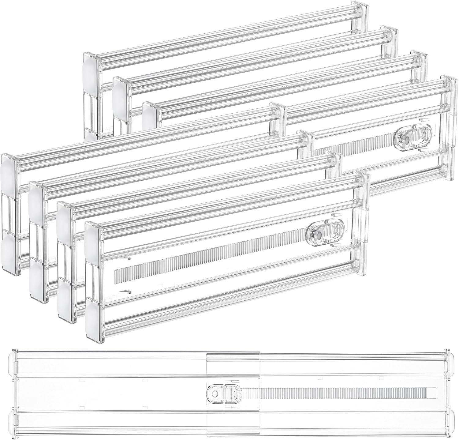 Vtopmart 10 Pack 6" Tall Upgrade Drawer Dividers for Big and Deep Drawer, 12.8"-22.3" Adjustable Expandable Dresser Drawer Organizer, Clear Plastic Separators for Dresser, Baby Supplies, Kitchenware