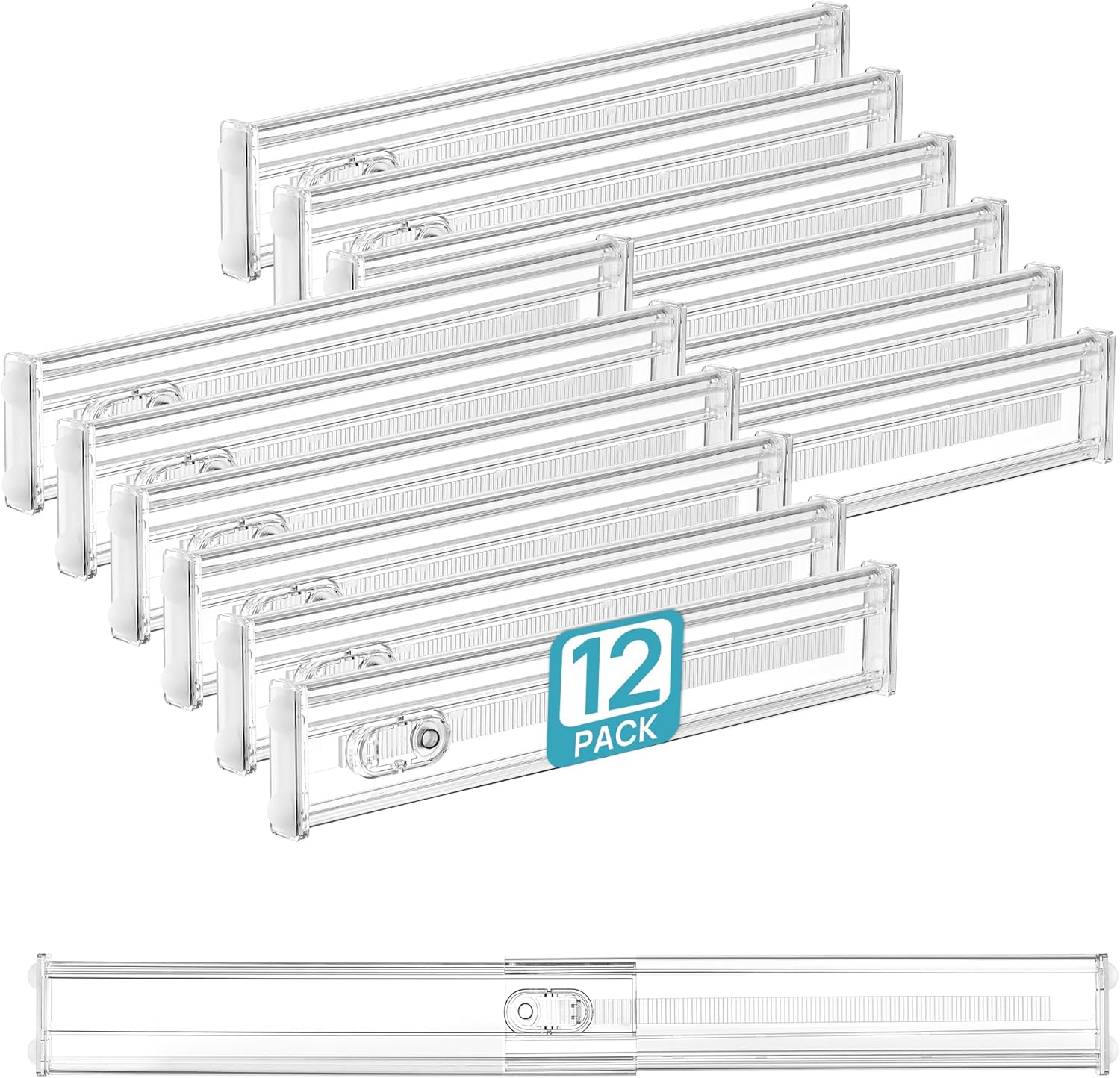 Vtopmart 10 Pack 6" Tall Upgrade Drawer Dividers for Big and Deep Drawer, 12.8"-22.3" Adjustable Expandable Dresser Drawer Organizer, Clear Plastic Separators for Dresser, Baby Supplies, Kitchenware