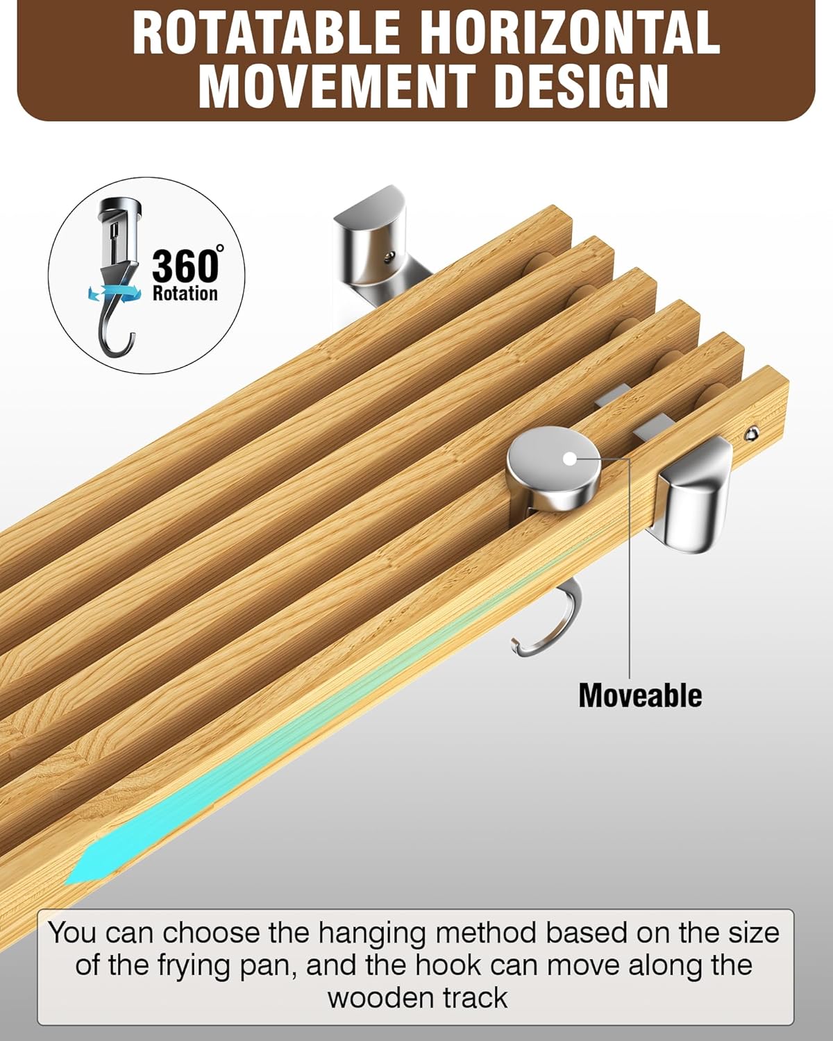 Cooks Standard Wall Mounted Wooden Pot Rack, 36 by 8-Inch